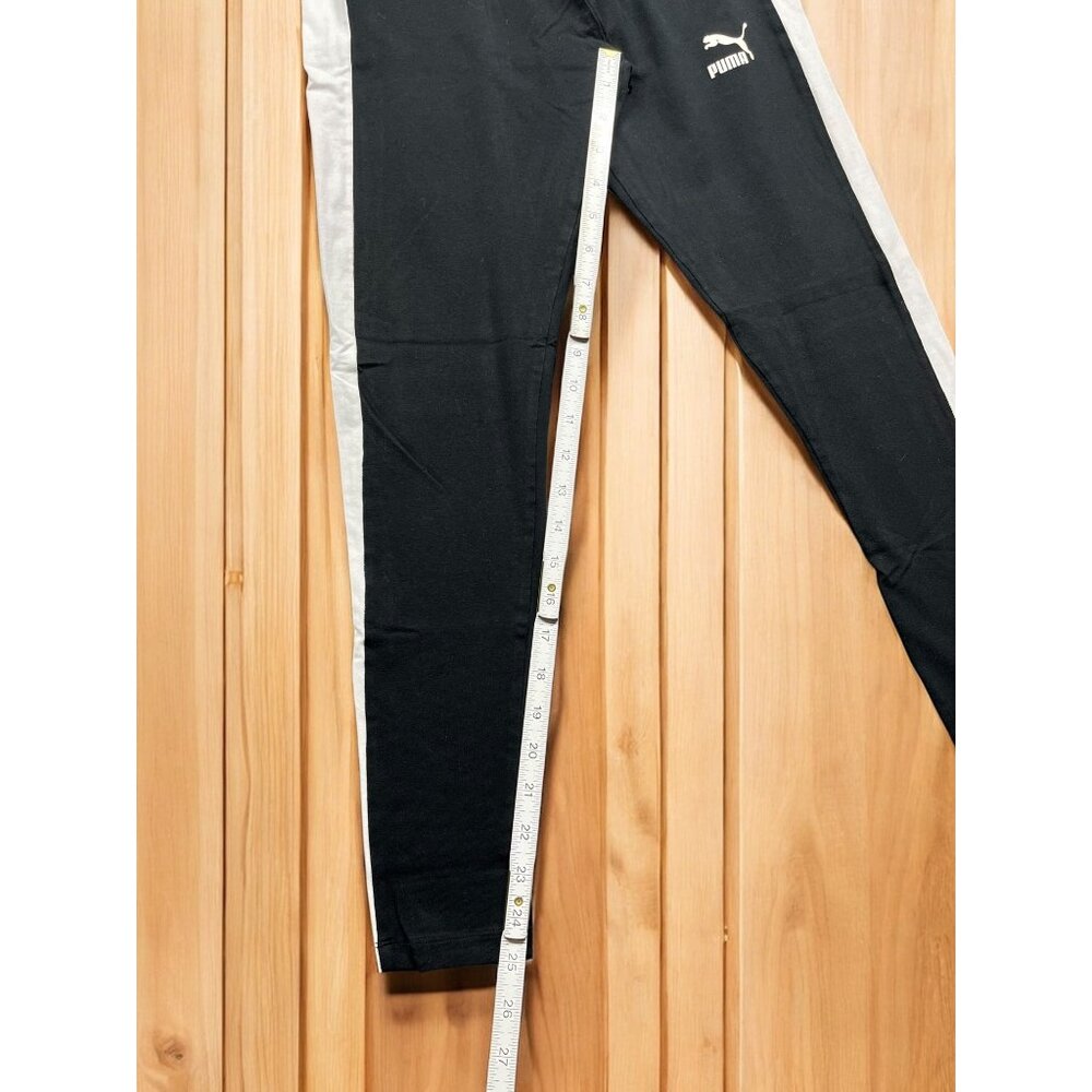 Puma Athletic casual Leggings Womens L Black With White Side Stripes 90’s Y2K - Picture 3 of 7